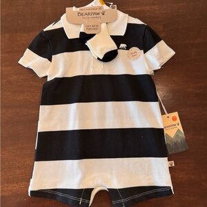 BearPaw Classic Black and White Striped Bodysuit